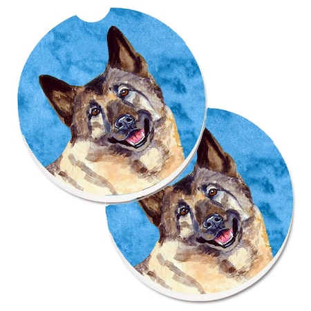 Carolines Treasures Blue Norwegian Elkhound Set of 2 Cup Holder Car Coaster LH9398BUCARC